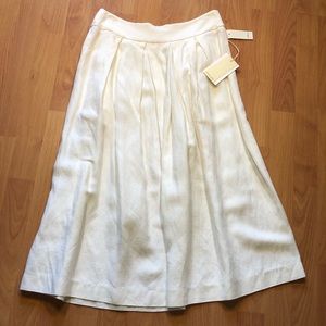 Linen blend White Midi skirt